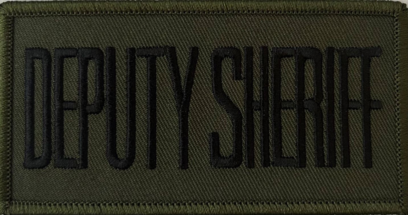 DEPUTY SHERIFF ID PATCH 4"W X 2"T, BLACK on OD GREEN - SEW ON.